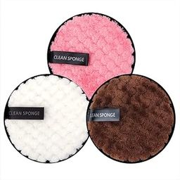 SUNISA Makeup Remover Pads Face Cleansing Puff Make Up Removal Sponge Double Layer Reusable For Home And Salon Use (Multicolor) Pack of 1-4