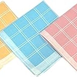 Women's & Girl's Handkerchief, Soft Cotton, White Strip, Multicolor, Pack of 12, 30 cm x 30 cm, Ladies Rumal, Absorbing, Check Shape-image-44