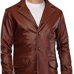 Men's Stylish foux Leather Blazer, For Men Button-Front-image-43