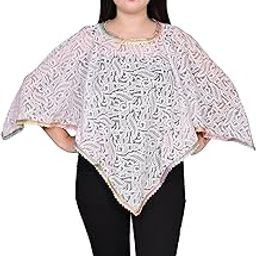 Women's Net Capes Shrugs Poncho Regular For Girls With New Stylist Normal Colour Lace White Colour-picture-32