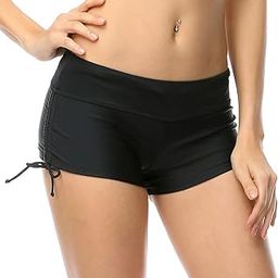 Classical Women's Swim Board Shorts Beach Bikini Bottoms with Adjustable Ties XS-XXL-image-6