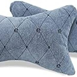 Elegant Velvet Fabric Car Neckrest/Neck Rest Pillow Set of 2 Grey(Cu_01)-55