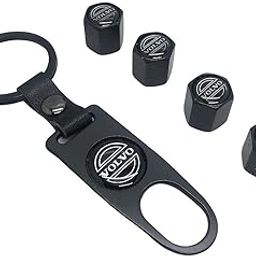 Careflection Premium Car Tyre Valve Cap Air Cap Car Tyre Valve Stem Cap Air Covers with Keychain Compatible for All Volvo Cars-image-61