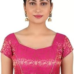 Women's Readymade Blouse Sweetheart Brocade Short Sleeve || Stretchable Stylish Comfortable Blouses || Neck Style U-Neck Holi Festivals Gift for Womens & Girls.-picture-35