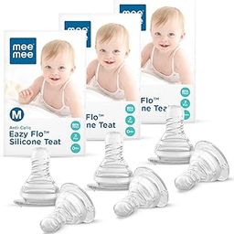 Mee Mee Anti-Colic Easy Flo Silicone Teat, White - Medium - 6 Pieces (Pack of 3)-image-1