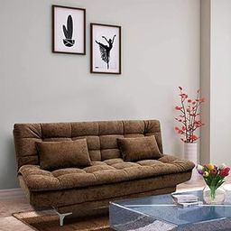 FURNY Supersoft 3 Seater Fabric Sofa Cum Bed Set (Brown)-image-66