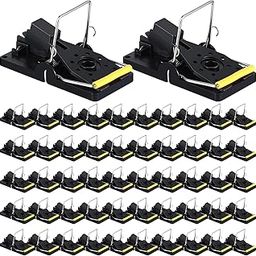 50 Pcs 24 Pcs Plastic Mouse Rat Traps House Indoor Quick Effective Safe for Warehouse Garden Kitchen 3.86 x 1.81 x 2.17 Inch (Black,Yellow)-image-3