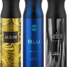 Ajmal Aurum & Blu & Carbon Deodorant Spray - For Men & Women (200 ml, Pack of 3)-45