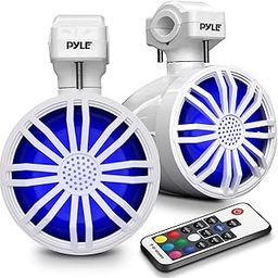 Pyle Bluetooth Waterproof Off-Road Speakers - 3.5” 40W Marine Grade Woofer Sound System w/RGB Light, Full Range Outdoor Audio Stereo Speaker for Motorcycle, ATV, Jeep, Boat, Includes Brackets (White)-image-70
