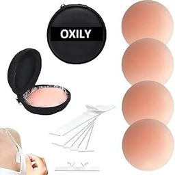Silicone Nipple Covers Reusable for Women (2 Pair) with Double Sided Tape 36 Pieces, Fashion Clothing Accessory Nude-image-72