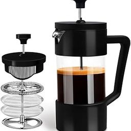 Sleepy Owl French Press Coffee Maker 350ml - Black | Heat Resistant Borosilicate Glass and Double Filtered Perfection for the Perfect Brew | Stainless Steel | Portable | Office & Home | Makes 2 cups-image-50