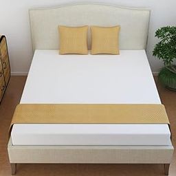 Femfairy Bed Runner Set of 3 Including 1 Bed Runner with 2 Cushion Covers, Velvet Checkered Pattern, Beige, 18 x 84 Inches-image-9