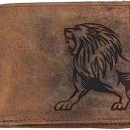 Genuine Leather Wallets for Men | RFID Protected Wallet | Pure Leather Purse | Credit/Debit Card Slots and Coin Pocket | 2 Currency Compartments Purse with Tiger Design (Brown)-53
