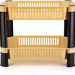 Shravi Kitchen Racks Plastic | Vegetable Basket Stand for Office & Kitchen | Plastic | Ivory | 2 Layer-13