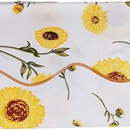 UJEAVETTE Wipe Clean PVC Vinyl Tablecloth Rectangule Table Cover Protector Sunflower-image-44
