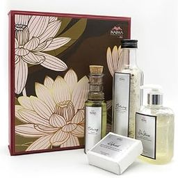 NAIMA Daily Unwind Ritual Body Wellness Gift Box - Lotus with Calming Body Oil (100ml), De-Stress Bodywash (250gm), Calming Bath Salt (250gm) & Calming Scrub Soap (100gm) – Relaxation & Self-Care Kit-image-36