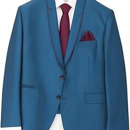 Men's Italian Fit Tuxedo, Blue Textured 2-Piece Suit, Plus Size, Wedding-image-1