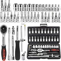 Tool Kit Socket Ratchet Wrench Set Socket Wrench/Screwdriver set/Bike Tool/Goti Set/Socket Screwdriver Set/Socket Wrenches/Auto Repairs/Car/Motorcycle/Bike Repair (BLACK, 46 Pcs)-22