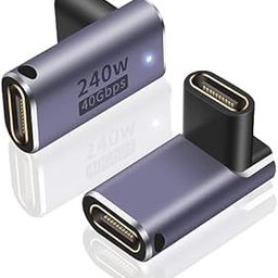 atdaraz USB C Coupler 240W, Female to Female Adapter, 90 Degree Extender Supports 40Gbps Fast Charging & 8K Video Output for Thunderbolt 4/3 iPed, MacBook, 2Pack-image-72