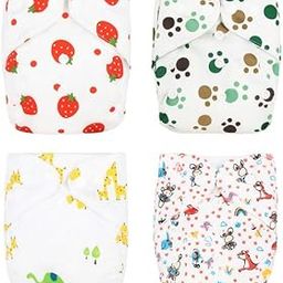 Zingle Leakage-Proof Advanced Cloth Diapers for Babies, High Absorbent Cotton 4 Reusable Diaper and 4 Insert Pad, Washable Cloth Diaper, 0-3 Years, (5-18kg), Freesize, Reduces Rash-image-54