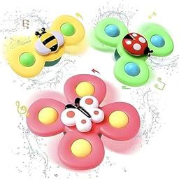 Moxtiza Baby Bath Spinners Toy Set | Colorful Spinning Flowers with Bee, Ladybug & Butterfly | Suction Cup Sensory Toys for Toddlers & Infants | Bathtub Wall Toys for Motor Skills & Fun Water Play-4