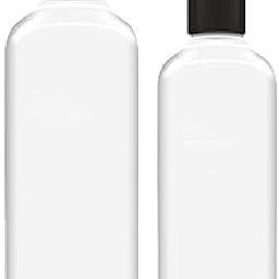 200ml + 100ml Squeeze Bottles with Flip Top Cap, Empty BPA-Free Refillable Container For Shampoo, Lotions, Liquid Soap, Creams, Liquid Cosmetic, perfume Travel Size Transparent Bottle, Set of 2-6
