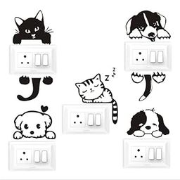 RNG PVC Vinyl Cartoon Katty Cat Animals Switch Board Stickers,Multicolor,53 X 16 Centimeter,Set of 5-image-67