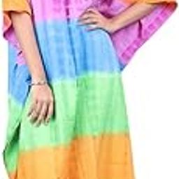 Women's Vivid Spectrum Long Kaftan – Beach Cover-Up | Free Size Fits M to 5XL | Holiday Wear-image-65