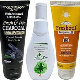 Fresholite Charcoal Facewash, Moist Sure Hydrating Lotion & Freshotil SUNGUARD-50 Sunscreen (SPF 50) | Deep Cleansing, Moisturizing & Sun Protection Combo Pack-image-28