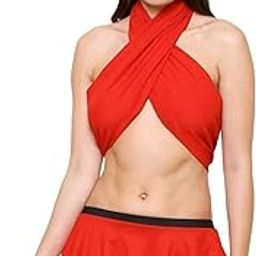 Women's Satin Babydoll Nightdress Set, Halter Neck, Red Two Piece, Sleeveless, Above Knee Length-image-74