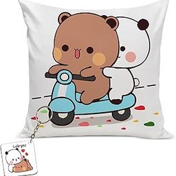 Bubu Dudu Cushion Love Gift for Birthday | Gift for Wife Cushion Cover with Filler AT-19-image-69