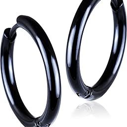 Valentine Stainless Steel Multicolor Black Piercing Kaju Clip on Screw Bali Stud Pierced Earrings men boys boyfriend Alloy Hoop Stud Earring Huggie Plug Cuff Earring Tunnel Magnetic Earring KJNT13-image-54