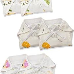 Mookoo Organic Cotton Muslin Langot for Newborn Baby 0-3 Months – Soft Reusable Cloth Nappies for Boys & Girls | Breathable Diaper-Free Nappy | 6-Pack | Bat-Pumpkin-Owl Design |-image-31