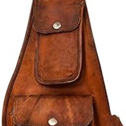 Unisex Leather Bags and Backpacks for College, Travelling, Camping, Cycling and Hiking - Brown - Size: LxBxH - 16 inches-image-99