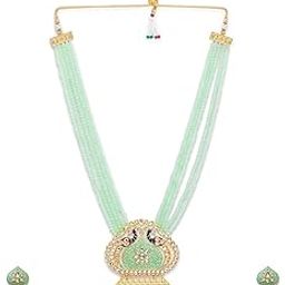 Multicolor Meenakari Peacock Design Crystal Necklace & Earring Set For Women-ZPFK11008-3