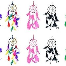 DREAM CATCHER 3inch Small Car Dream Catchers, Wall Hanging Combo for Cars/Home/Office/Rooms - (Pack of 10) - Made of Natural Feathers-image-59