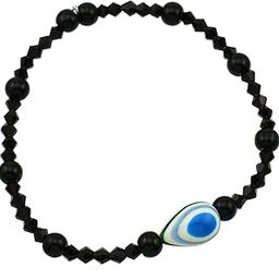 Designer Black Beads Turkish Evil Eye Strechable Anklet for Women and Girls-image-28