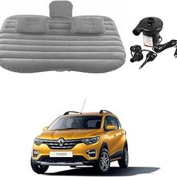 Oshotto Multifunctional Car Travel Bed Mattress with Two Air Pillows, Car Air Pump Compatible with Renault Triber (Grey)-image-83