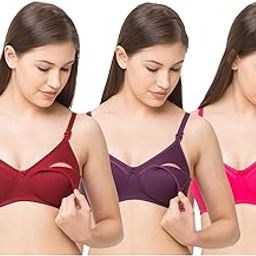 MomToBe Women's Cotton Multicolor Full Cup Non Padded Feeding Bra/Nursing Bra/Maternity Bra Combo - Pack of 3-image-15