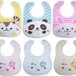 Lappu Baby Soft Bibs/Apron/Laliya Cute Multi Print|with Tich Button| Waterproof Bib Set -Print May Vary (Pack Of 6-Design10)-1