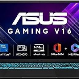 ASUS Gaming V16 (2025) with Office 2024 + M365 Basic*, AI PC, Intel Core 5 210H(16GB RAM/512GB SSD/Windows 11 Home/6GB Graphics/RTX 4050/144 Hz)Gaming Laptop (16", Matte Black,1.95 Kg),V3607VU-RP550WS-45