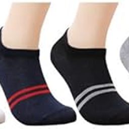 Women'S Colorful Pure Cotton Loafer Socks: Stylish Comfort For Every Step | Pack of 4 | Black | Grey | White | Black Red-26