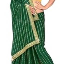 Women Printed Leheriya Georgette Saree With Blouse Piece, Green Satan Patta Hand Dye Gota Patti Work Saree-picture-46