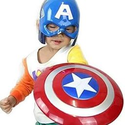 Balloonistics Captain Kids Hero Plastic Shield for Kids with Strap for Little Heros Role Play and Costume Party (Red Shield+Mask)-image-7