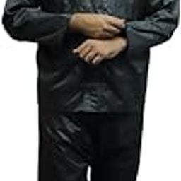 Unisex Waterproof Polyester Raincoat with Hood for Both Day & Night Travelling Set of Top and Bottom Printed Plastic Pouch with Rope (Color:Black)-image-25