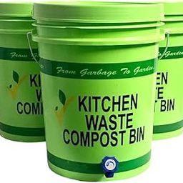 Bokashi Bucket Indoor Composer for Converting Kitchen Food Waste Into Fertilizer Combo Pack[3 Bin -22Ltr Capacity Each,3 Net Basket,3 Water Tape,6 Packet bokashi Powder]-75