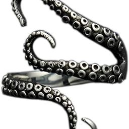 316L Stainless Steel Pirate Octopus Tentacles Black S-Shaped One Size Opening Ring-picture-1