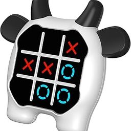 TIUDTOY Tic Tac Toe Game, Animal-Themed 3-in-1 Handheld Puzzle Game Console, Board Games for Kids and Adults, Portable Travel Games for Car Ride, Birthday Gifts for Ages 3+,Cow-image-36