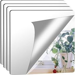 EHKO 4 Pack Self Adhesive Acrylic Mirror, 12X 12 Inch Tiles,Flexible Plastic Sheets Wall Stickers,2MM Thick Mirrors,Frameless Small-image-51