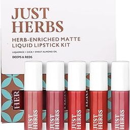 Just Herbs Ayurvedic Liquid Lipstick Kit Set of 5 with Long Lasting Matte Finish, Hydrating & Lightweight Lip Colour, Deeps & Reds - Paraben & Silicon Free - 5 ml-22